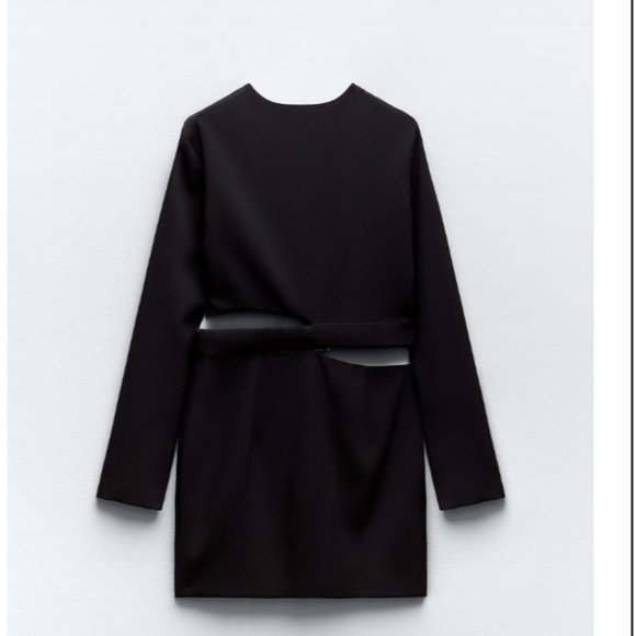 NWT ZARA BELTED CUT OUT DRESS BLACK - Picture 5 of 7